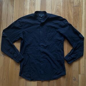 Collarless Black INC Men's Shirt - Men's Size XS